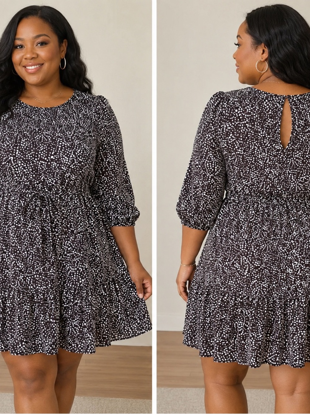 LOFT Brown and White Printed Mini Dress